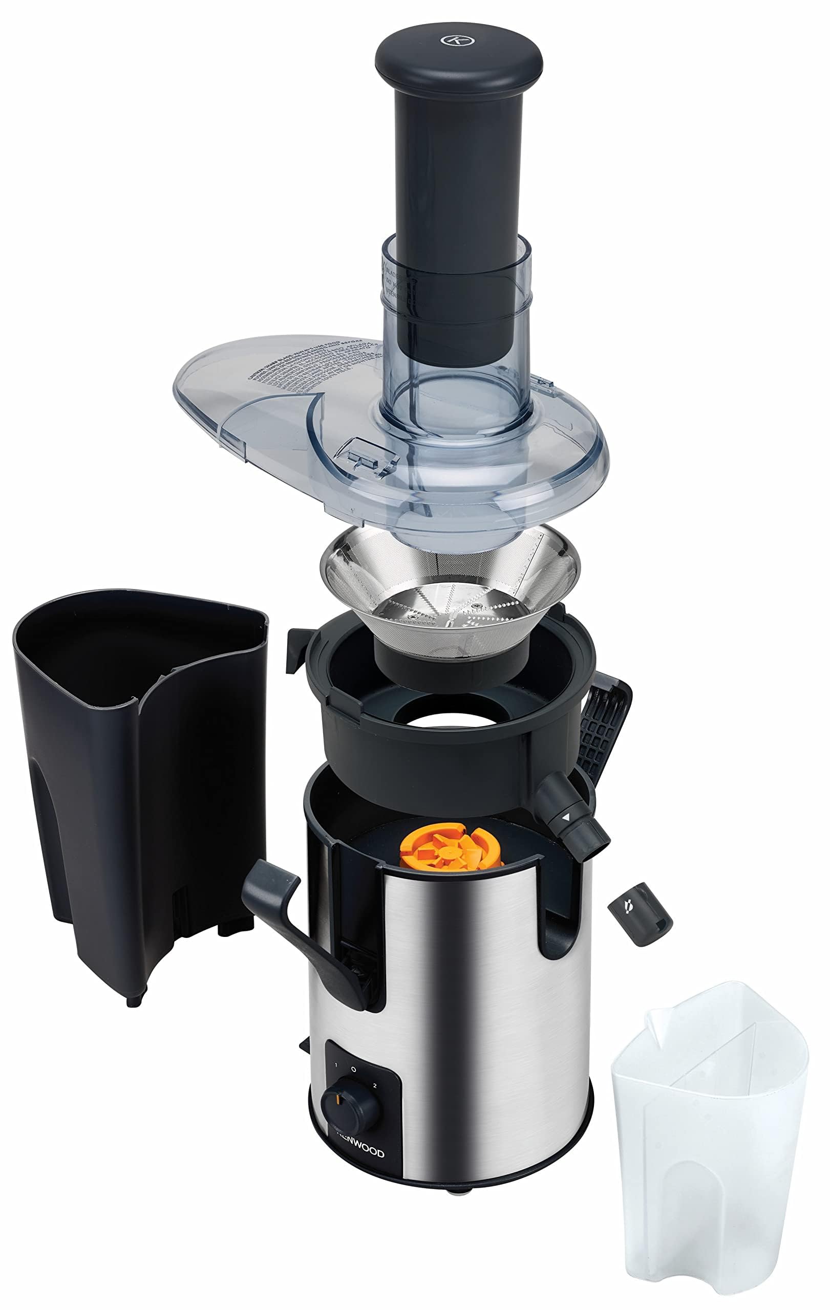 KENWOOD Juicer 700W Stainless Steel Juice Extractor with 75mm Wide Feed Tube, 2 Speed, Transparent Juice Jug, Pulp Container, Anti Drip for Home عصارة من الستانل ستيل بفوهة واسعة 75 ملم و2 سرعات ونظام مضاد للتنقيط من كينوود KENWOOD Juicer 700W Stainless Steel Juice Extractor with 75mm Wide Feed Tube, 2 Speed, Transparent Juice Jug, Pulp Container, Anti Drip for Home عصارة من الستانل ستيل بفوهة واسعة 75 ملم و2 سرعات ونظام مضاد للتنقيط من كينوود